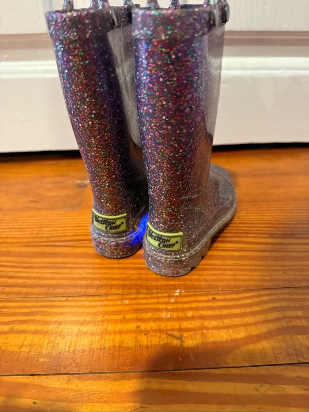 Western Chief purple glitter light up rain boots